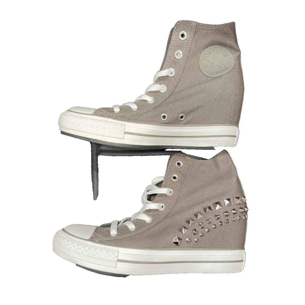 Converse Gray Studded Hidden Wedge High Top Sneakers 9